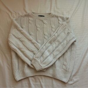 Cable Knit White Sweater